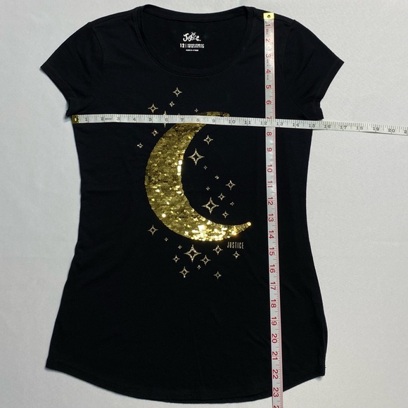 💕HP Justice Short Sleeve T-Shirt w/Reversible Sequence Moon Shaped Decoration - Picture 11 of 12